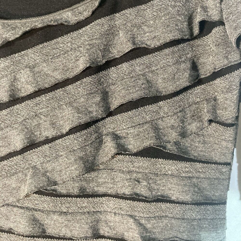 MAX STUDIO gray black tiered 3/4 sleeve scoop neck top S - Picture 5 of 7